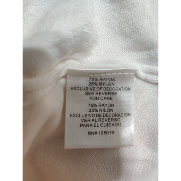 Joseph A L Womens Top Cream Long Sleeve Rhinestone Puff Shoulder Embellished - Picture 8 of 11